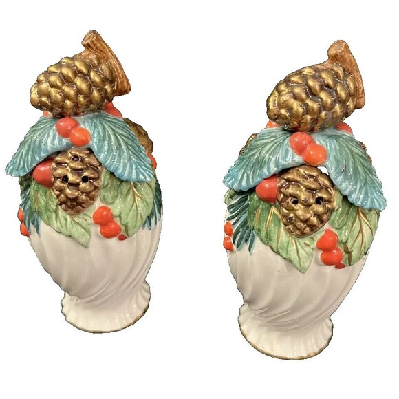 Fitz and Floyd Christmas‎ Classics HOLIDAY PINE Salt and Pepper Shaker Set. - Picture 5 of 5